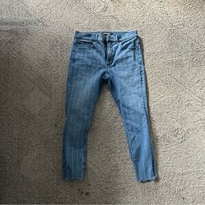 Express Light Blue Striped Women's Ankle Jeans